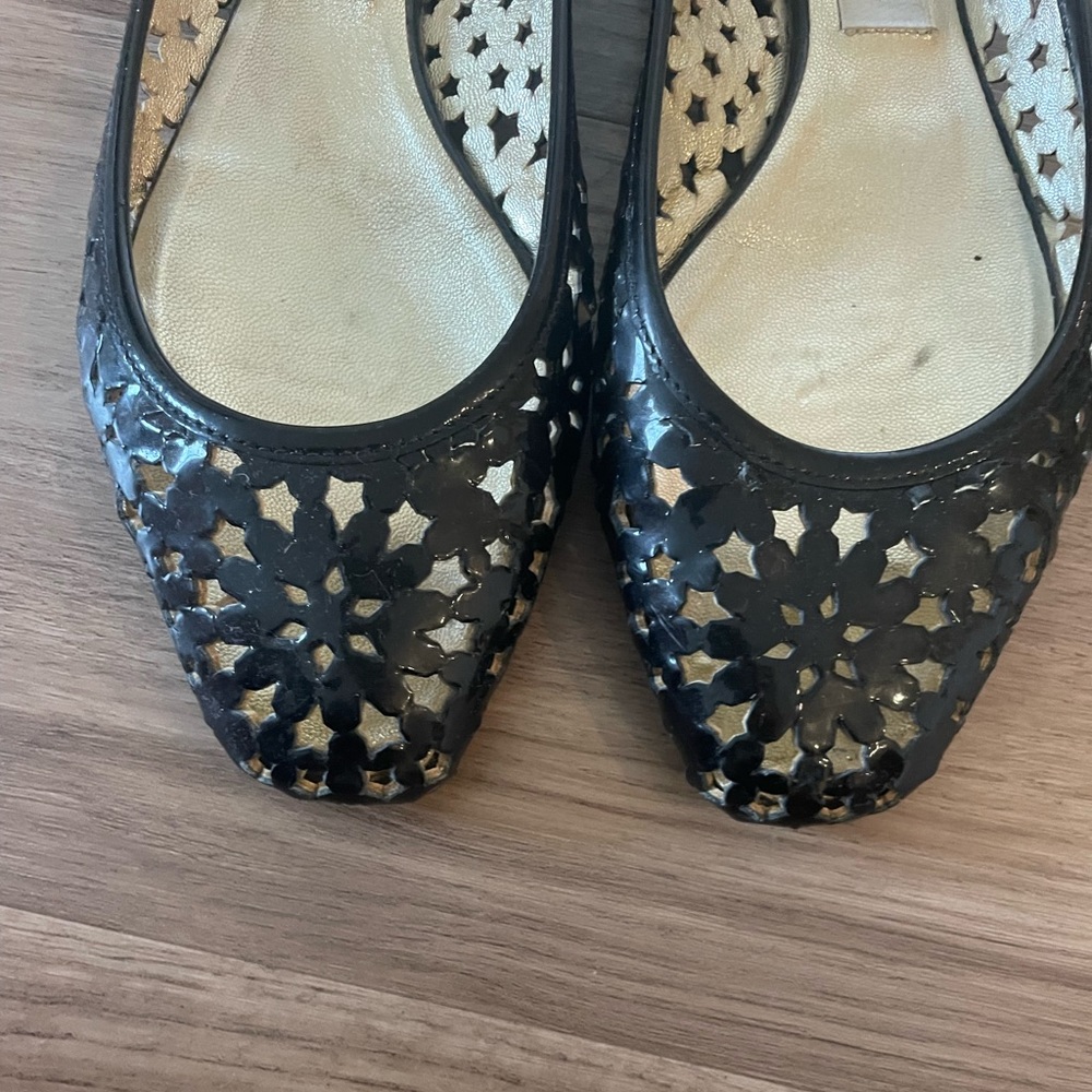 Jimmy Choo Leather Lasercut Accents Ballet Flats - 38